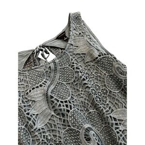 Ann Taylor Blue Lace Sleeveless Tank Top With Key Hole Black Size Small